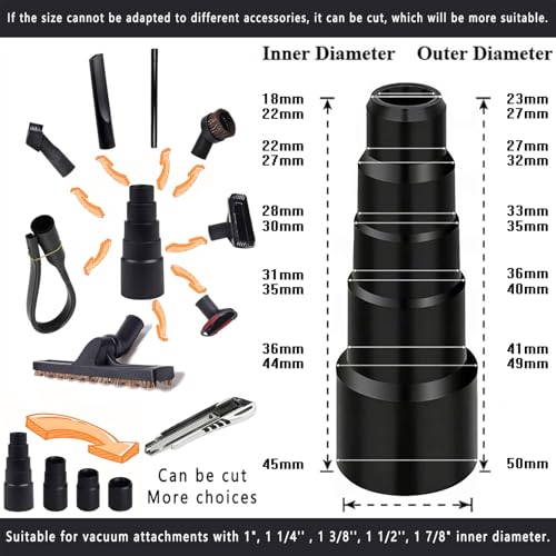 13Pcs Universal Vacuum Attachment Kit 1-1/4" Vacuum Hose Adapter Wet Dry Plastic Vacuum Cleaners Accessories with Extension Wand Horse Hair Brush Flexible Crevice Tool Adapter for Shop Vac Attachment - color: 13PCS