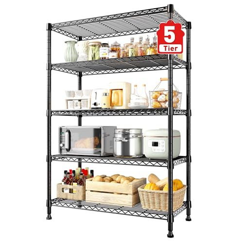 REIBII 31.5" W 5-Tier Storage Shelves, 1000 lbs, Adjustable, for Pantry - size: 5 Tier-15.7"D x 31.5"W x 71"H