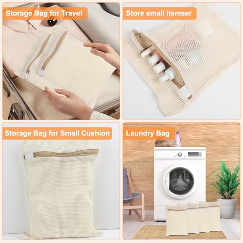 4 Piece Small, Durable Organic Cotton Mesh Laundry Bag with Strong Zipper and Breathable Mesh, Delicate Laundry Bag for Underwear, Clothes, Pants and Socks - size: Small
