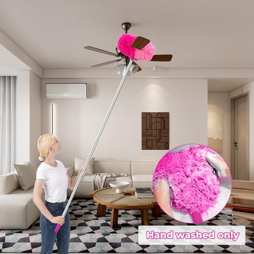 CALBEAU Pink Ceiling Fan Cleaner Duster, Ceiling Fan Duster Kit, 13PCS - color: Pink