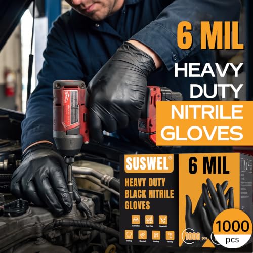 HEAVY DUTY 6 Mil Nitrile Gloves Disposable Latex Black Gloves Small - size: Small