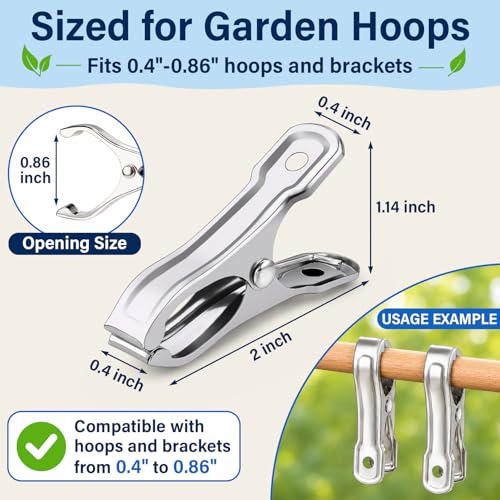 50 Pcs Garden Clamp, Stainless Steel Metal Clip for Garden Netting