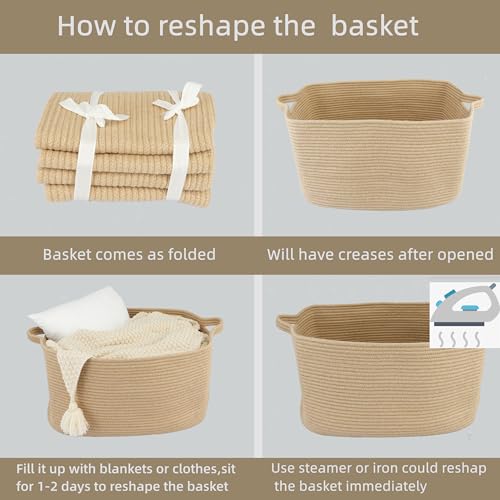 XUANGUO Large Rectangle Woven Jute Rope Storage Basket 22"x17"x12" - color: Jute