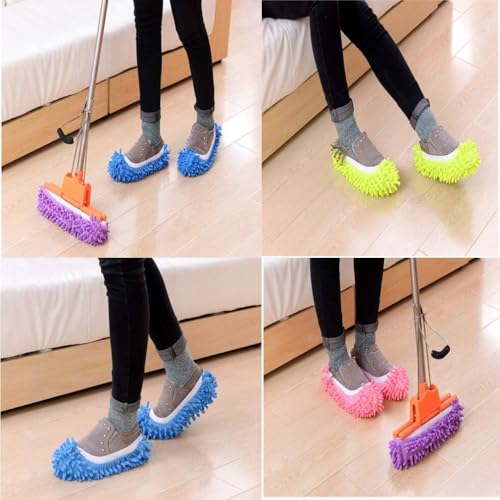 1 Pair Mop Slipper Shoes Cover,Soft Washable Shoes Cover,Reusable Foot Socks for Floor Cleaning,Sweeping Mop Tool for House Kitchen Office-Blue - color: Blue