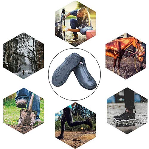 Shiwely Silicone Waterproof Shoe Covers, Upgrade Reusable Overshoes with Zipper, Resistant Rain Boots Non-Slip Washable Protection for Women, Men (M (Women 5-7, Men 5-6), Black) - color: Black, size: M (Women 5-7, Men 5-6)