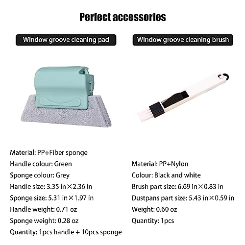 Window Groove Cleaning Tools Set,Small Multipurpose Track Brush with dustpan,Magic Gap Scouring Pad with 10 Replacement Sponge,Sliding Door Slot Cleaner Tools,Hand-held Family Sill Crevice Clean Scrub
