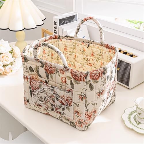 Boho Fabric Storage Basket, Large Capacity Laundry Basket, 12.2'' x 10.23'' x 10.23'' Collapsible Laundry Hamper with Easy Carry Handles (Brown, L) - color: Brown