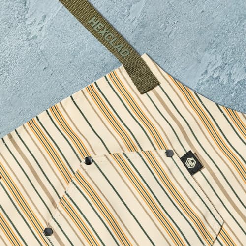 HexClad Eco Modern Chef Apron for Cooking and Grilling, Professional HexTwill Fabric Aprons with Pockets - color: Hampton Mustard