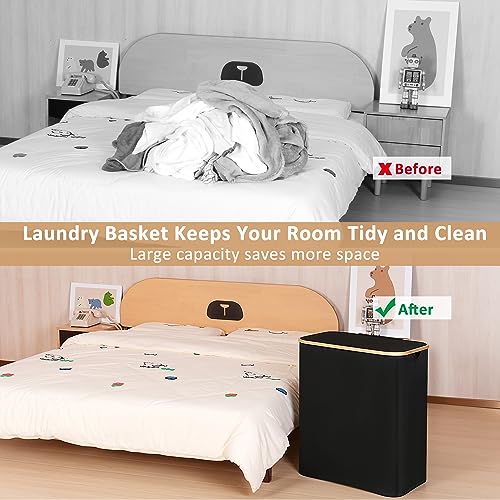 IEGrow Laundry Hamper with Lid,150L Laundry Basket with 2 Mesh Bags,Black - color: Black, size: 150L