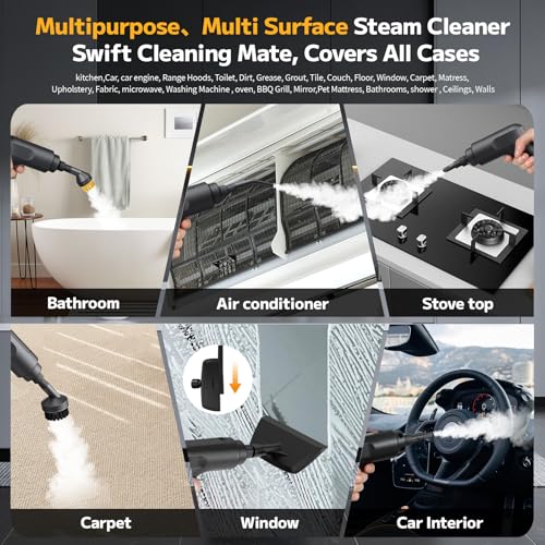 Steam Cleaner, 3-Level Adjustable Portable Steamer for Cleaning - color: Classic Black