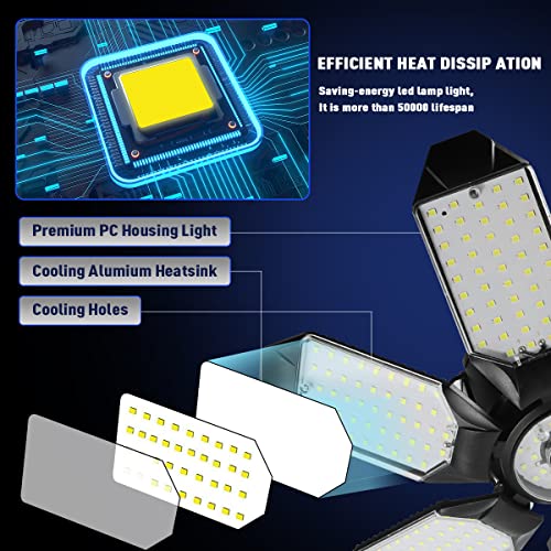 LED Garage Light - 160W LED Garage Ceiling Lights 16000LM Super Bright Garage Lighting with 6 Deformable Panels E26/E27 Screw in Led Shop Lights for Basement Workshop Warehouse Attic - size: 160W - 1Pack