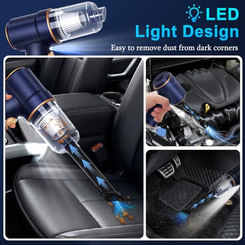 KMM Handheld Car Vacuum Cleaner, Hand Held Vacuum Cleaner and Air Duster - color: Blue