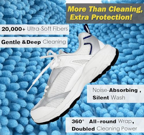 Shoe Washing Machine Bag,Laundry Shoe Bag for Washer and Dryer,Reusable Shoe Cleaning Bag for Sneakers,Tennis Shoes,With Self-locking Zipper, Microfiber Inside (Lite Blue - 2 Pack) - color: Lite Blue - 2 Pack