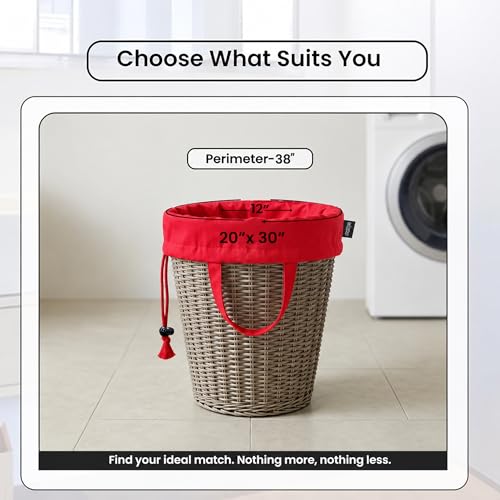 LFH Home Cotton Rich Large Premium Canvas Laundry Bag, Heavy Duty Washable Laundry Hamper with Drawstring & Handles, Multi-Use Clothes Storage for Home, Travel & College, 20"x30" (Pack of 2) - Red - color: Red, size: 20"x30" (Pack of 2)