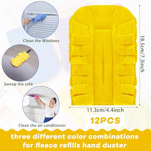 12 Pcs Reusable Duster Refills Washable Pads, Purple, Light Blue, Yellow - color: Purple, Light Blue, Yellow