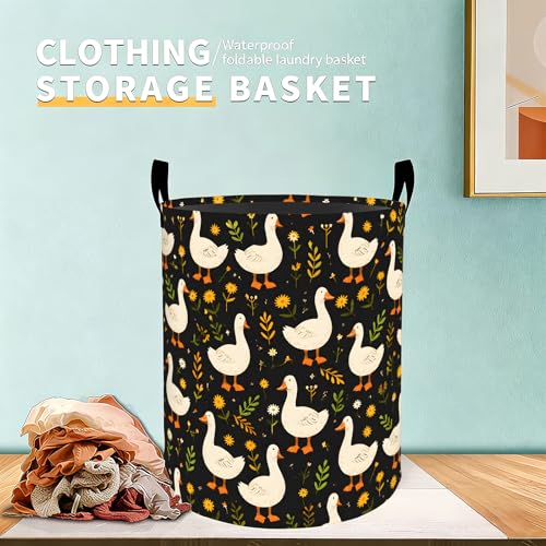 Cute Goose Laundry Basket Hamper for Boys Girls Kids Adults, Foldable Waterproof Oxford Clothes Storage Bin, Farmhouse Organizer for Bedroom Bathroom Room Decor 19.7"x15.7" - style: Goose