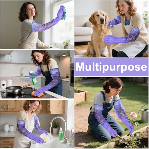 XANGNIER Long Gloves for Cleaning Bathroom,Elbow Length,2 Pair - color: 2 Pair