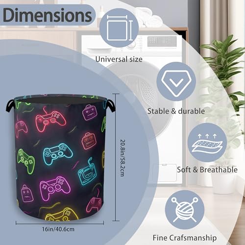 Gamepad Laundry Basket,Foldable Oxford Cloth Tote Bag Laundry Hamper Clothes Storage Bucket Organizer for Bedroom Laundry Storage Dormitories 16" x 20.8" - color: Gamepad
