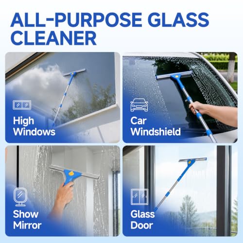 Window Cleaning Kit, 3 Gallon Foldable Bucket, 87 Inch Long Handle