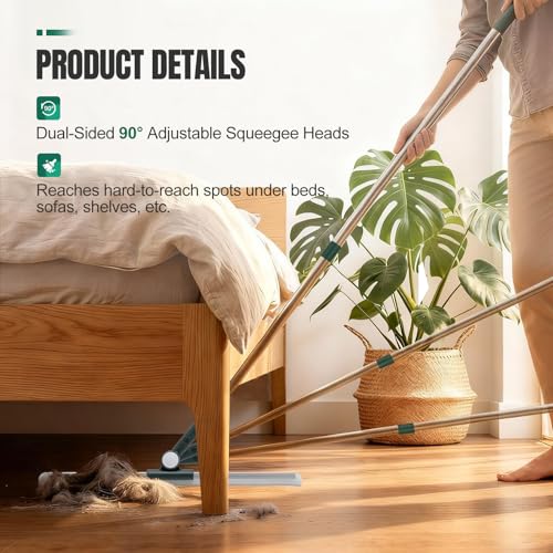 29"-49" Telescopic Pole Floor Squeegee for Concrete Floor - size: 17.7" wide