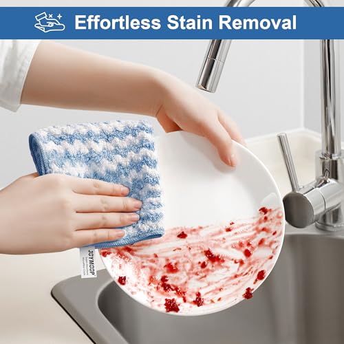 JOYMOOP Microfiber Cleaning Cloths – 18 Pack, 10" x 10", Blue – Reusable, Lint-Free, Super Absorbent Towels for Kitchen, Car, and Household Cleaning - color: Blue, size: 10"x10" - 18pcs