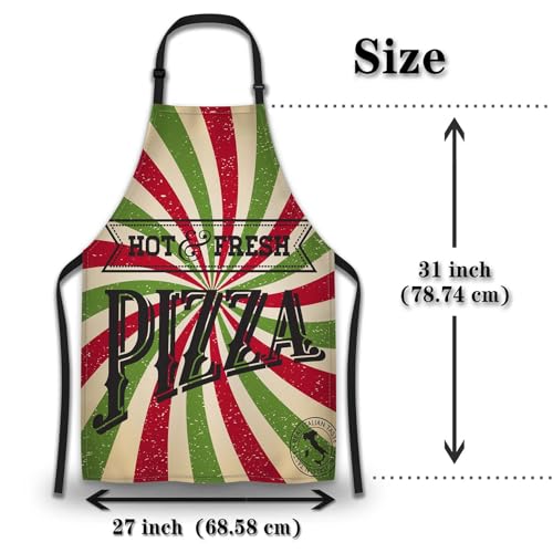 Kitchen Apron for Men Pizza Poster Pinafore Aprons for Women for Cooking Restaurant BBQ Painting Crafting Gardening 27” (W) x 31” (H), Waterproof Aprons - color: Pizza Poster