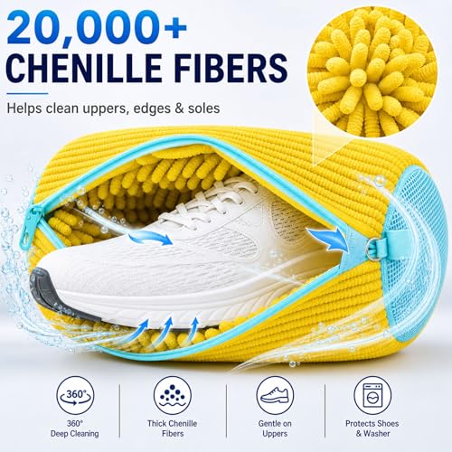 7 Pcs Shoe Laundry Bag and Sneaker Cleaner Mesh Bags - color: Yellow Laundry Shoe Bag