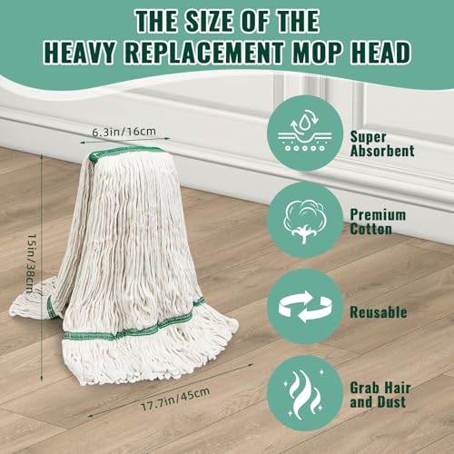 20oz Heavy Mop Replace Head, 3 Pack Commerical Replacement Mop,mop Head Replacement,Reusable Mop Head Refills-Replacement Mop Heads Suitable for Heavy Commercial Industrial Residential Areas - size: 20 Ounce 3Pack