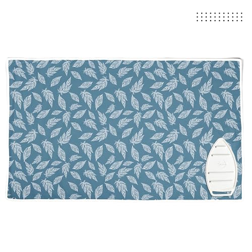Encasa XO Ironing Mat for Table Top, Heat Resistant Pad, Large, 48"x28" - color: Big Leaves Blue, size: Large