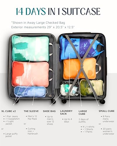 TRIPPED Travel Gear Large Compression Packing Cubes 7-Piece Set for Travel - color: Getaways