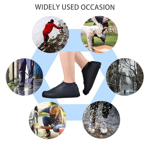 VBoo Waterproof Silicone Non-Slip Rain Shoe Covers - color: Black, size: Small