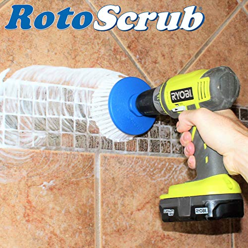 RotoScrub Multi-Purpose Drill Brush Attachment, Showers, Tubs, Carpet, Tile, Grout, Medium Bristle for Ultimate Cleaning Power - color: White, size: Multi-Purpose Medium Duty - 1 Piece (4.0 inch)
