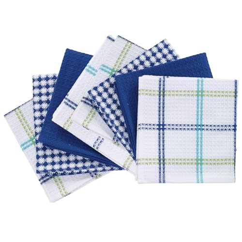 T-Fal Premium Waffle Dish Cloths: Highly Absorbent, Super Soft Long Lasting - 100% Cotton, 12"x13" Towel for Cleaning & Drying, (8-Pack), Cool - color: Cool, size: 8-Pack
