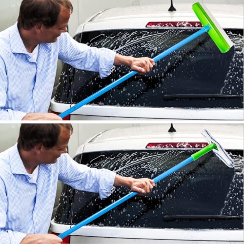 Forgrace Flexible Silicone Squeegee & Microfiber Scrubber with Long Handle