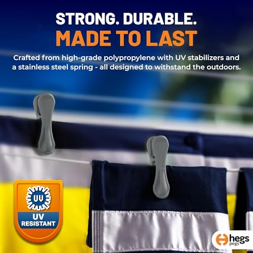 Hegs 30 Pack Recycled Grey - The Smartest Heavy Duty Clothespins with Hooks - Hang 3 Garments at Once with Our Tough, Dual Hooks Clothes Pins with Anti-Rust Spring - Durable, Colorful Clothespins - color: 30 Pack (Grey)