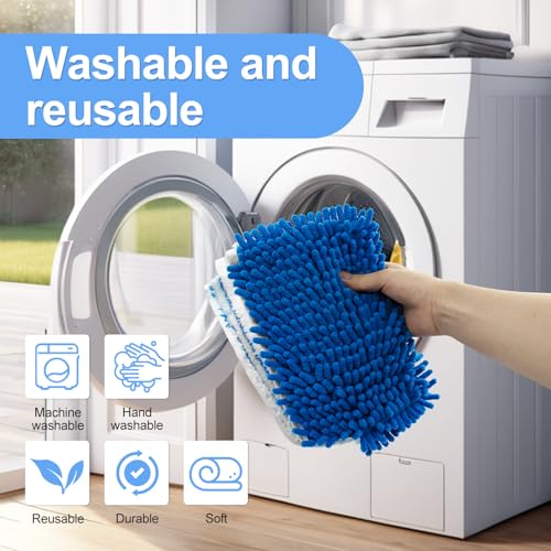 4 Pack Mop Heads Replacements Compatible for Ocedar Dual-Action Microfiber Flip Mop, Double Sided Mop Replace Head Mop Refills with Microfiber & Chenille for Dry Wet Use, Reusable, Machine Washable - color: Bule-white Mop Heads Replacements for Ocedar Dua
