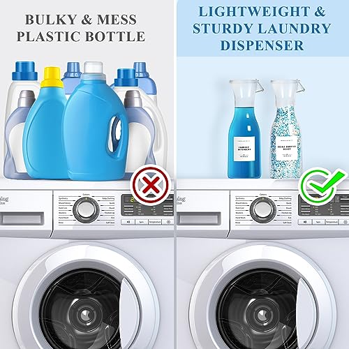 Laundry Detergent Dispenser Bottle 40oz with Waterproof Label for Detergent, Soap, Fabric Softener, Scent Booster Beads, Sturdy PET Bottle for Laundry Room Decor 3 Pack - color: 3 Pack 40oz-White