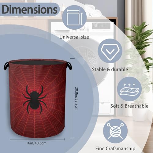 Halloween Spider Web Laundry Hamper,Dirty Clothes Laundry Basket with Handles Waterproof Oxford Cloth Storage Basket for College Dorms Bathroom Bedroom 16" x 20.8" - color: Halloween Spider Web