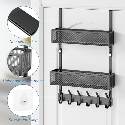 Over the Door Hooks,Door Hanger Organizer Fits Doors 1 3/4" Black - color: Black, size: 2 Baskets