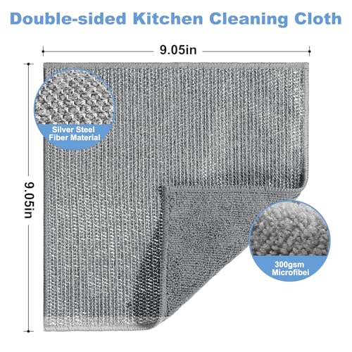 10pcs New Upgrade 2-Layer Microfiber Wire Dishcloth,Grey - color: 10pcs Grey