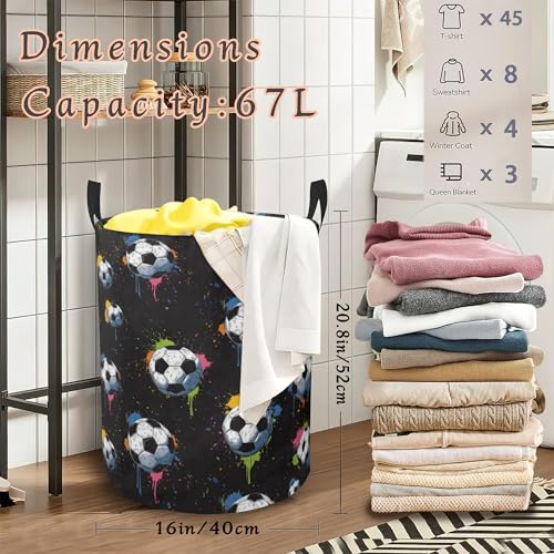 American Football Laundry Hamper,Collapsible Laundry Basket with Handles Waterproof Storage Bin for Clothes Books Organizer Basket for Bedroom Bathroom Dormitories 16" x 20.8" - color: American Football