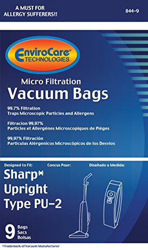 Envirocare Replacement Micro Filtration Vacuum Cleaner Dust Bags Made to fit Sharp Upright Type PU-2 9 Pack