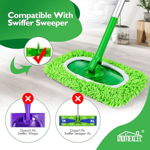 HOMEXCEL Reusable Microfiber Mop Pads Compatible with Sweeper Mop, Dry & Wet Sweeping Cloths, Washable Wet Pads Refill for Multi-Surface/Hardwood Floor Cleaning, Pack of 4 - color: Green, size: Pack of 4