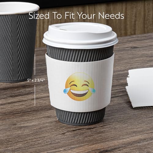 Restaurantware White Paper Crying Laughing Emoji Coffee Cup Sleeve, 50 Pack - color: White, size: Crying Laughing