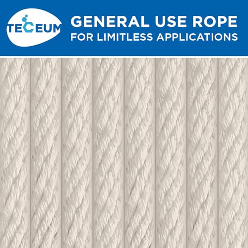 TECEUM Cotton Rope 3/16” (5 mm) – 200 FT – Strong All-Purpose Braided Rope – Natural Cotton – for Crafting, Сamping, Clothes Line, DIY, Indoor & Outdoor Use – Natural - size: 200 feet