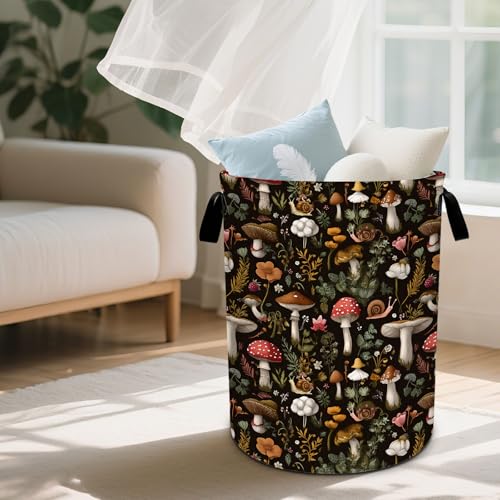 Mushroom Laundry Basket Waterproof Laundry Hamper Foldable Laundry Bag with Handles for Bedroom, Bathroom, Office, Clothes Storage - color: Mushroom