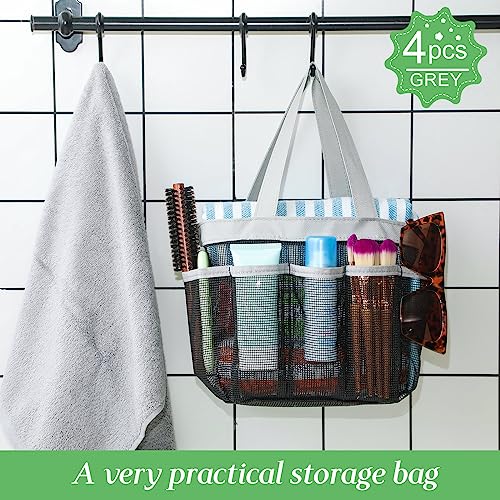 Hillban 4 Pcs Portable Mesh Shower Caddy, Gray - color: Gray