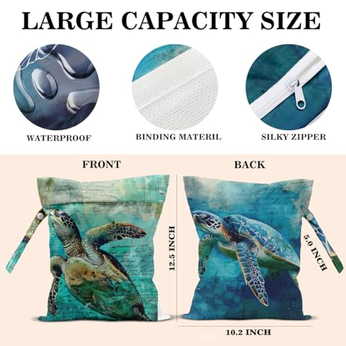 Wet Dry Bags Wet Bags Dirty Laundry Travel Bag Vintage Turtle Waterproof Zipper Bag for Swimsuit Travel Beach - color: Timeless