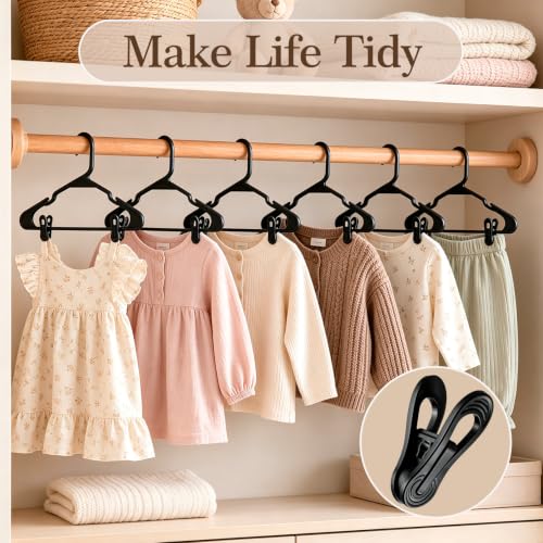30 Pack Hanger Clips for Pants, Skirts, Baby Clothes, Black - color: Black