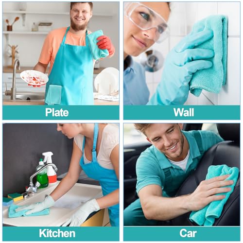Nuenen Car Microfiber Clean Cloths, Teal Blue, 16 x 16 Inch, 60 Pcs - color: Teal Blue, size: 16 x 16 inches